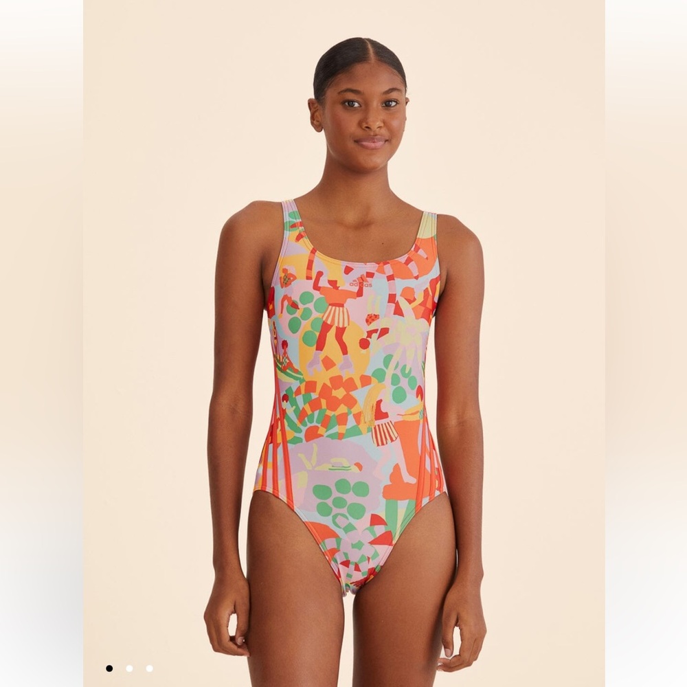 NWT Adidas x Farm Rio Swimsuit Pearl Citrine